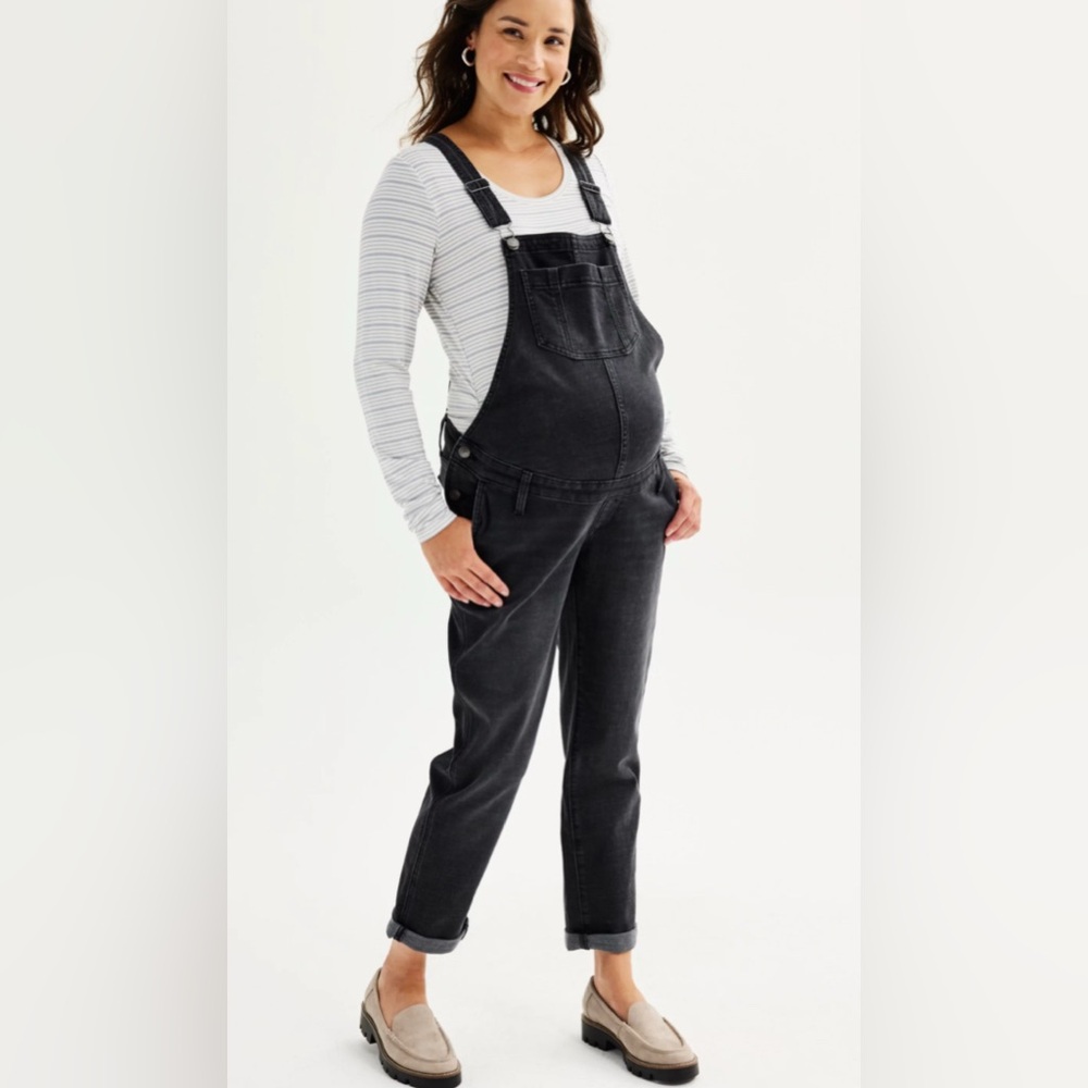 SONOMA Black Denim Maternity Overall XS NWT